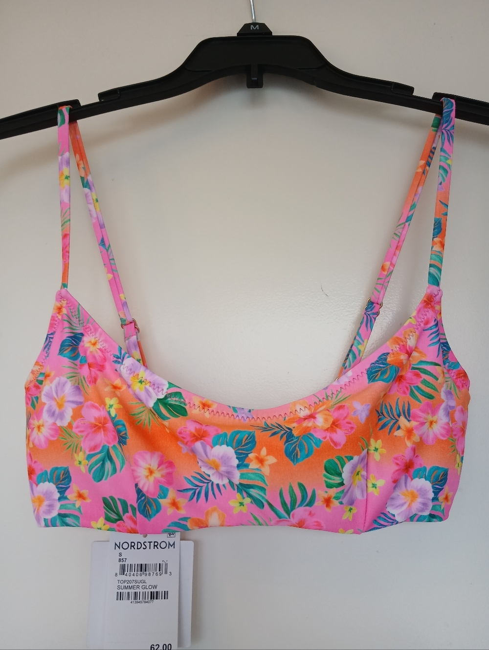 Kulani Kinis Invisible Underwire Crop Bikini Top Pink Summer Glow Size Small